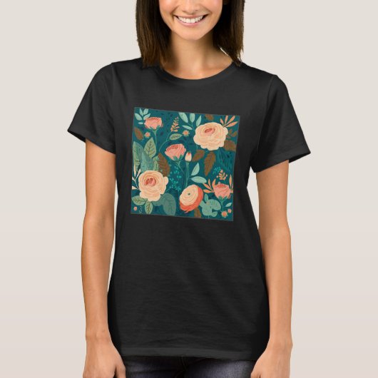Cute Botanical Roses Illustration Gorgeous Flower  T-Shirt (Vorderseite)