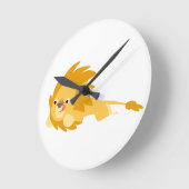 Cute Bouncy Cartoon Lion Wall Clock Runde Wanduhr (Winkel)