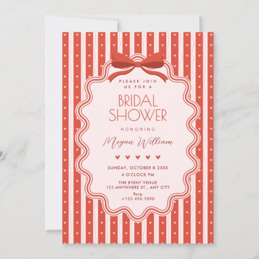 Cute bow bridal shower einladung (Vorderseite)