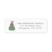 Cute Bow Christmas Tree Return Address label (Vorne)