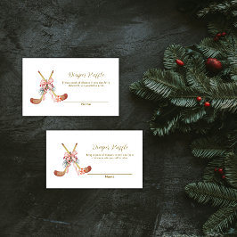 Cute Bow Hockey Girl Diaper Raffle Baby Shower Begleitkarte