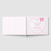 Cute Bow Pastel Pink Gingham Baby Shower Gästebuch (Voll)