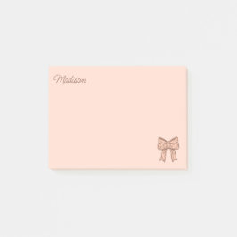 Cute Bow Preppy Coquette Girly Pink With Name  Post-it Klebezettel