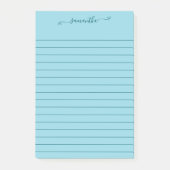 Cute Bow Signature Name Dark Teal Lines Post-it Klebezettel (Vorderseite)
