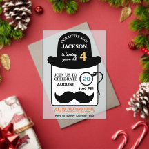 Cute Bowler Hat and Monocle Any Age Birthday Party