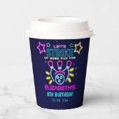 Cute Bowling Neon Birthday Girl Pappbecher (Rückseite)