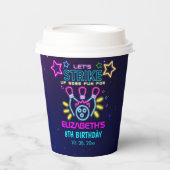 Cute Bowling Neon Birthday Girl Pappbecher (Vorderseite)