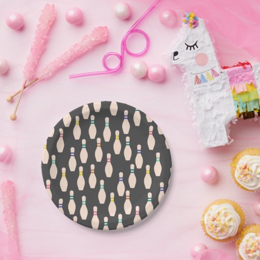 Cute Bowling Pins Paper Plates Pappteller (Party)