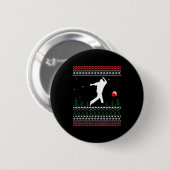 Cute Bowling Player Santa Claus Hat Ugly Christmas Button (Vorne & Hinten)
