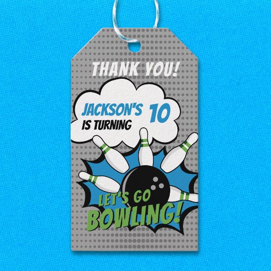 Cute Bowling-Style Birthday Kids Geschenkanhänger