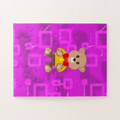 Cute Bowtie Teddy Bear Pink Geometric  Puzzle (Horizontal)