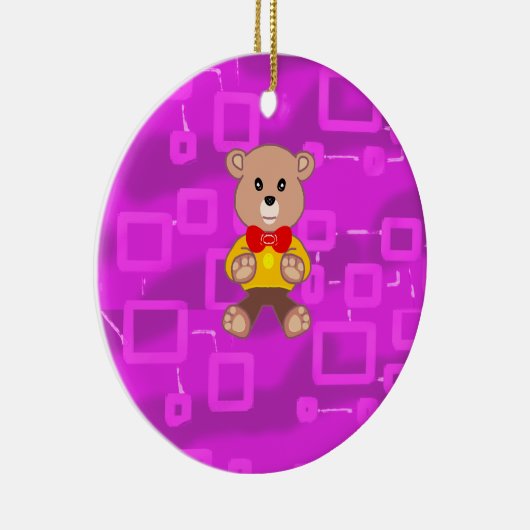 Cute Bowtie Teddy Bear  Spaceship  Keramik Ornament (Rechts)