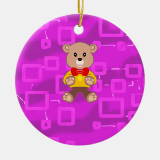 Cute Bowtie Teddy Bear  Spaceship  Keramik Ornament