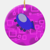 Cute Bowtie Teddy Bear  Spaceship  Keramik Ornament (Hinten)