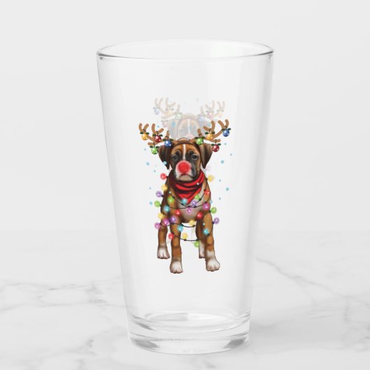 Cute Boxer Dog Funny Christmas Holiday Gifts Glas (Rückseite)