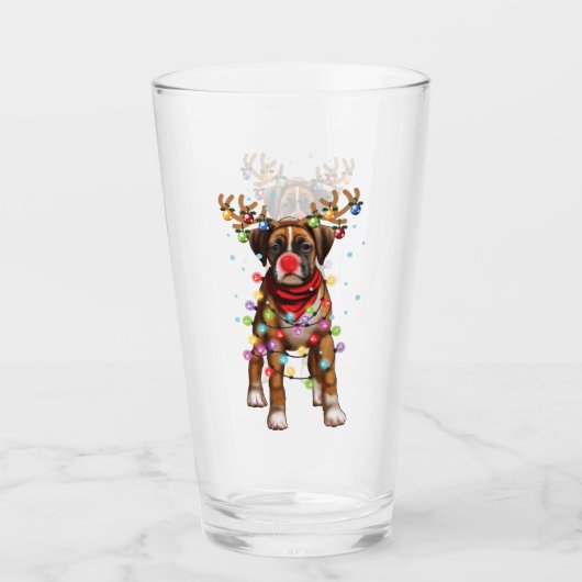 Cute Boxer Dog Funny Christmas Holiday Gifts Glas (Vorderseite)