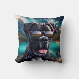 Cute Boxer Dog with Shades Kissen