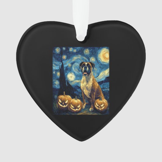 Cute Boxer Halloween Jack O Lantern Pumpkin Face S Ornament (Vorderseite)