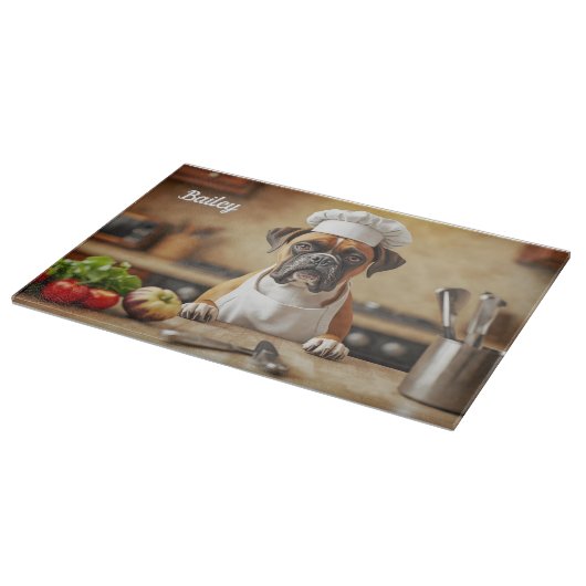 Cute Boxer Personalized Glass Schneidebrett (Ecke)