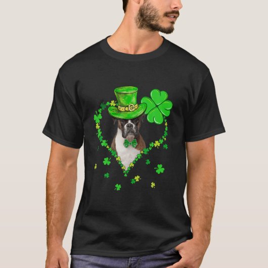 Cute Boxer Saint Patrick's Day Dogs Dad Mom T-Shirt (Vorderseite)