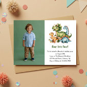 Cute Boy Dinosaur Photo Kids 4th Birthday Party Einladung