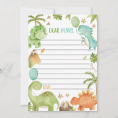 Cute  Boy Dinosaur Time Capsule Note Message Card Dankeskarte (Vorderseite)