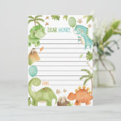 Cute  Boy Dinosaur Time Capsule Note Message Card Dankeskarte (Stehend Vorderseite)