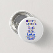 Cute Boy Easter Bunny Personalize Button (Vorne & Hinten)