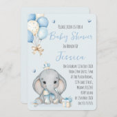 Cute Boy Elephant Prince Baby Shower Invitation Einladung (Vorne/Hinten)