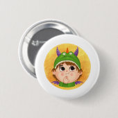 Cute boy in Dragon Kostüm Button (Vorne & Hinten)