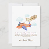 Cute Boy Minimal Aviator Airplane Baby Shower Dankeskarte (Vorderseite)