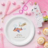 Cute Boy Minimal Aviator Airplane Baby Shower  Pappteller (Party)