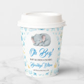 Cute Boy’s Elephant Watercolor Baby Shower Pappbecher (Vorderseite)