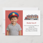 Cute Boy Train Photo Kids 3rd Birthday Party Einladung (Vorderseite)