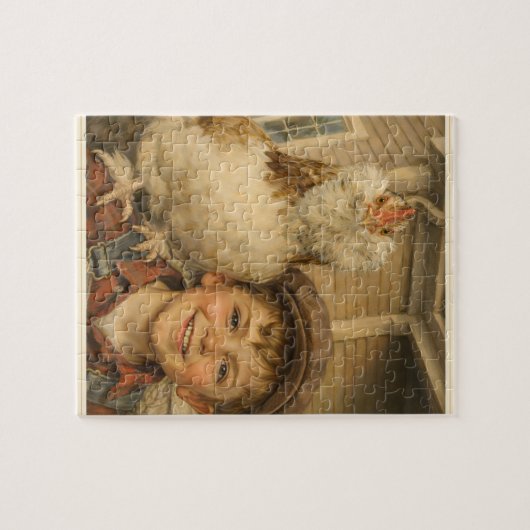 Cute Boy With Chicken Jigsaw Puzzle (Horizontal)