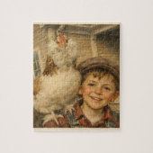 Cute Boy With Chicken Jigsaw Puzzle (Vertikal)