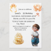 Cute Boy with Glasses 5th Birthday Party Invitatio Einladung (Vorderseite)