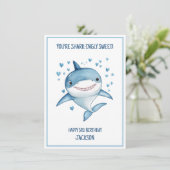 Cute Boys Custom Blue Shark Happy 3rd Birthday Karte (Stehend Vorderseite)