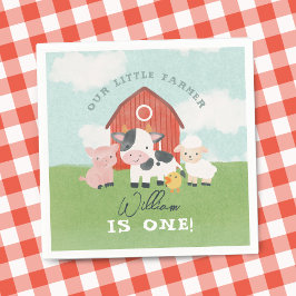 Cute Boys Farm Animal Cowboy Birthday Serviette