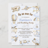 Cute Boy's Flugzeug Thema 3. Geburtstagsparty Einladung (Vorderseite)