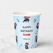 Cute Boys Ninja Warrior Karate kids 3rd Birthday Pappbecher (Rückseite)