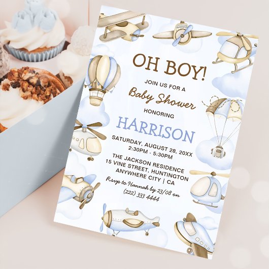 Cute Boys Theme Baby Shower Party Einladung