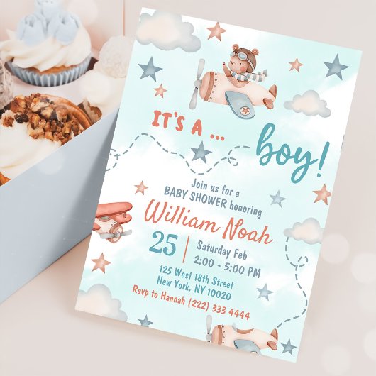 Cute Boys Theme Baby Shower Party Einladung