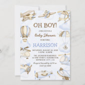 Cute Boys Theme Baby Shower Party Einladung (Vorderseite)