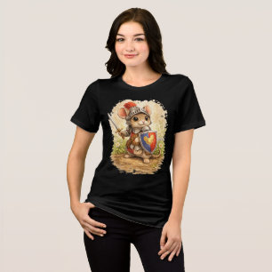 Cute Brave Mouse Knight Fantasy Kids T-Shirt Tri-Blend Shirt