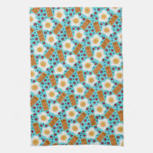 Cute Breakfast Pattern Playful Egg and Bacon Geschirrtuch (Vertikal)