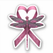 Cute Breast Cancer Heart Dragonflies Awareness Wom Aufkleber (Vorderseite)