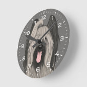 Cute Briard Dog Drawing Runde Wanduhr (Winkel)