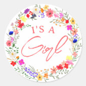 Cute bright boho bright wildflowers baby shower runder aufkleber (Vorderseite)