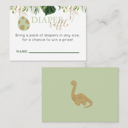 Cute Brontosaurus Dinosaur Diaper Raffle Insert (Vorne/Hinten)